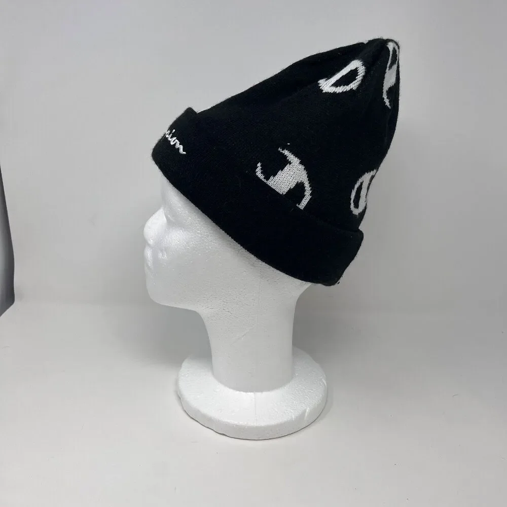 Champion Black with White 'C's Fleece Beanie